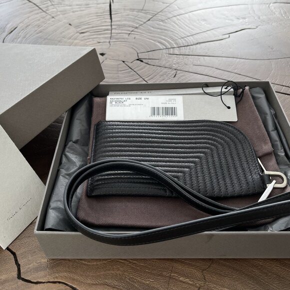 Rick Owens - Black Embroidered Quilted Neck Card Wallet SS21 Phlegethon - Picture 1 of 13